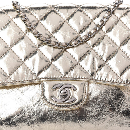 Chanel Metallic Crackled Calfskin Medium Clam's Pocket Flap Gold 12 of 13