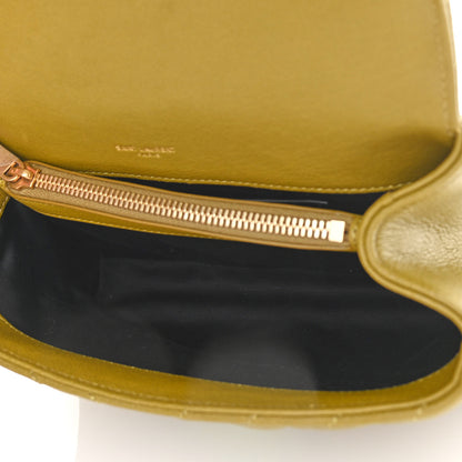 Saint Laurent Sheepskin Matelasse Chevron Monogram Medium College Bag Olive 5 of 10