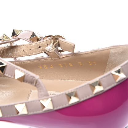 Valentino Garavani Patent Nappa Rockstud Cage Ballerina Flats 37 Fuxia Poudre 10 of 11