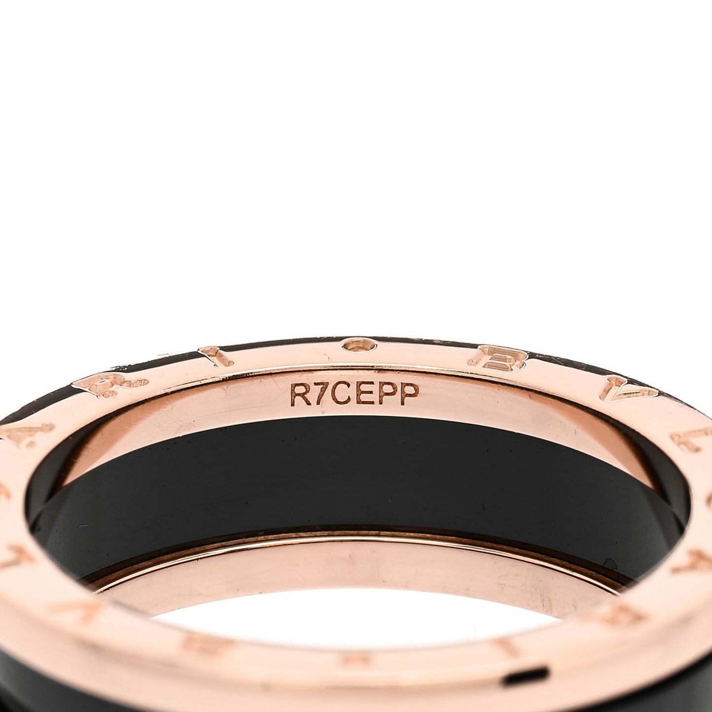 18K Rose Gold Black Ceramic B.Zero1 Two-Band Ring 65 11