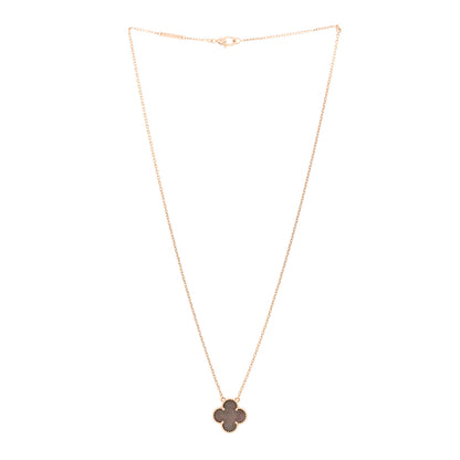 Van Cleef & Arpels 18K Rose Gold Gray Mother of Pearl Vintage Alhambra Pendant Necklace 3 of 5