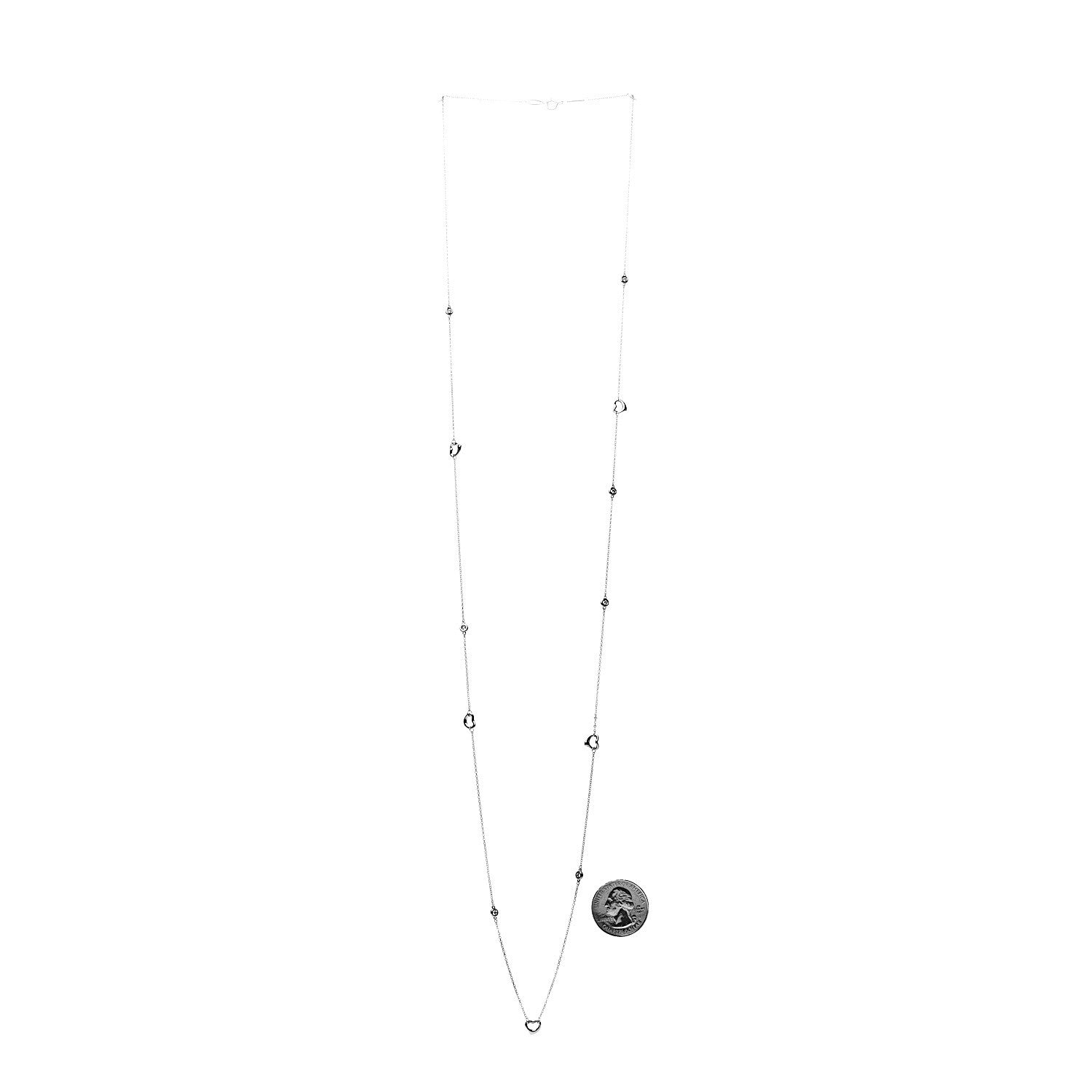 Tiffany Sterling Silver Diamond Elsa Peretti Diamonds By The Yard Open Heart Necklace 3 of 7