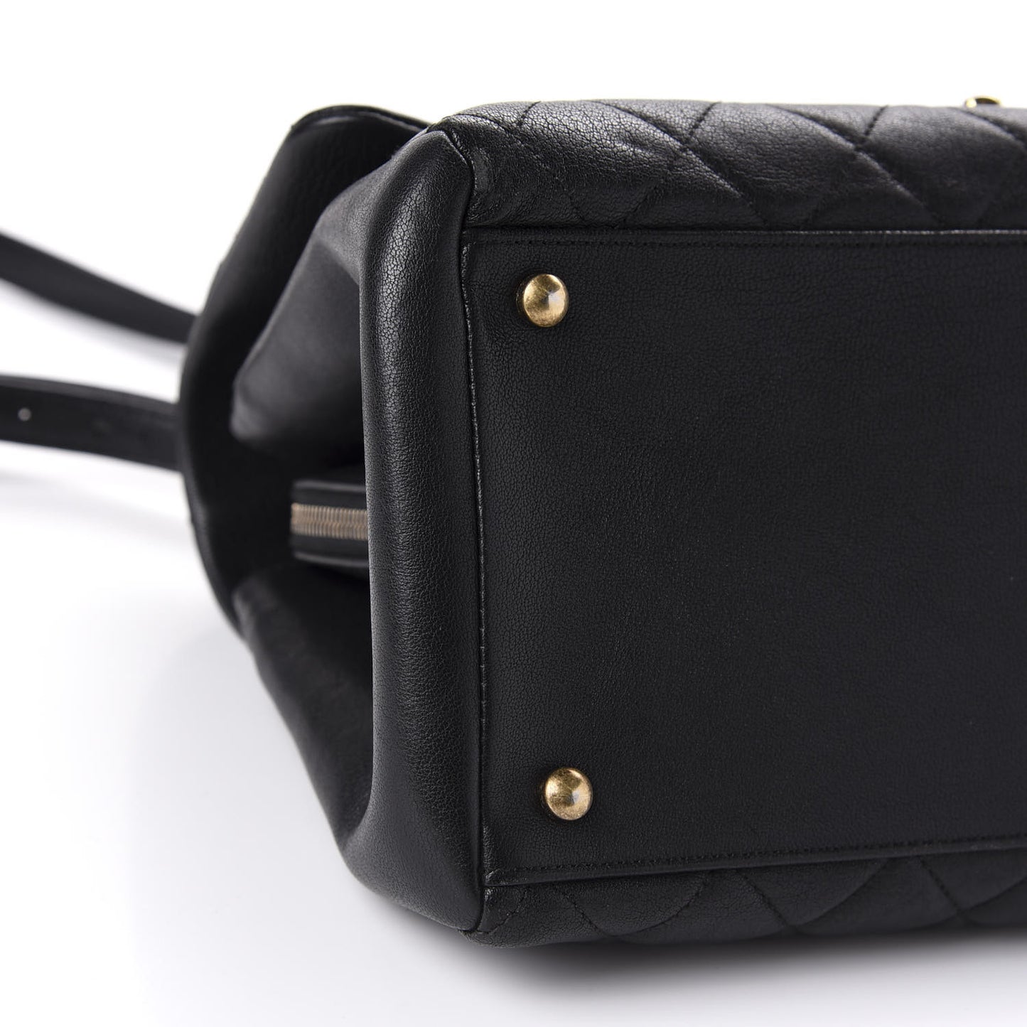 Shiny Sheepskin Quilted Large Trapezio Flap Black