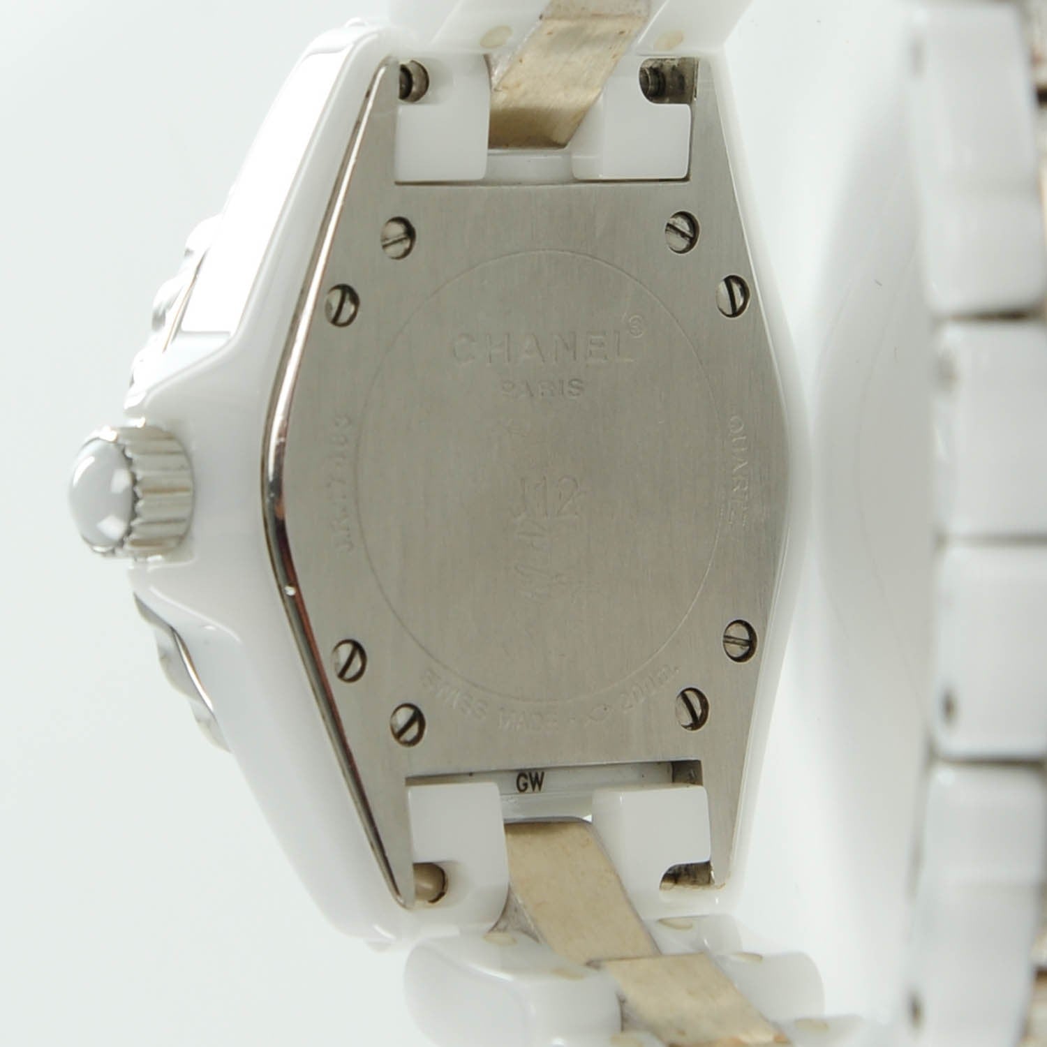 Chanel Stainless Steel Ceramic Diamond Ruby 33mm J12 Quartz Watch White 5 of 5