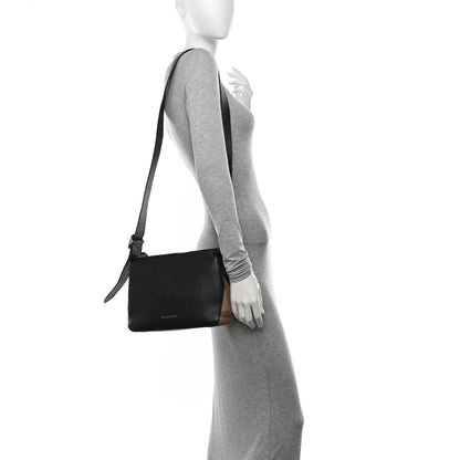 Burberry Soft Grain Calfskin House Check Small Helmsley Crossbody Black 2 of 13