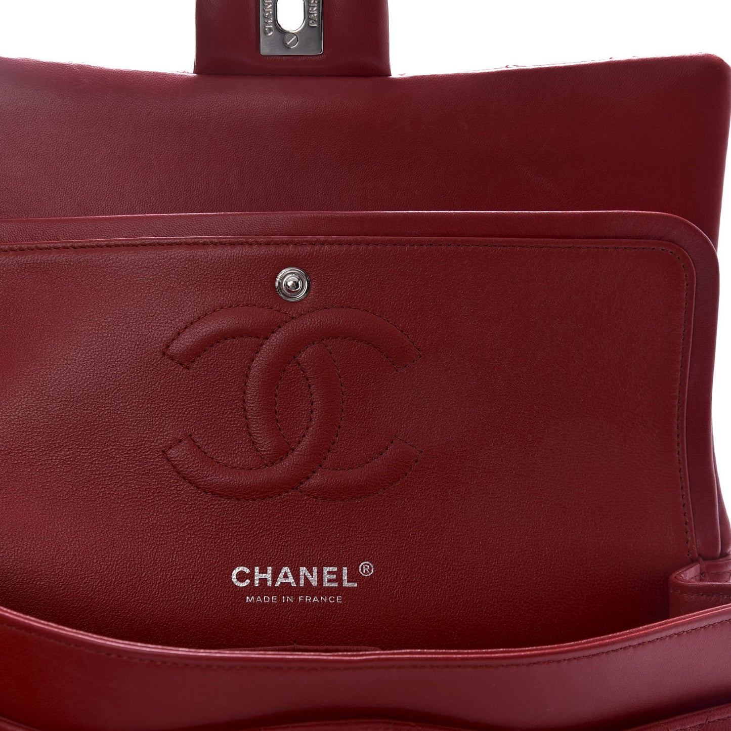Lambskin Quilted Medium Double Flap Red