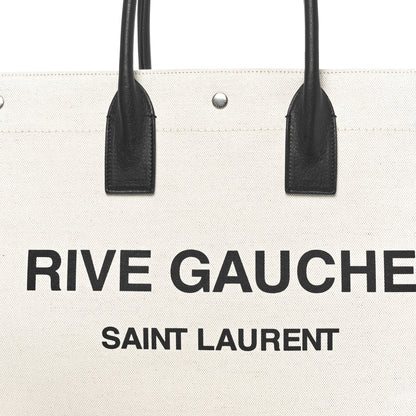 Saint Laurent Linen Calfskin Rive Gauche Tote Greggio Natural 7 of 9