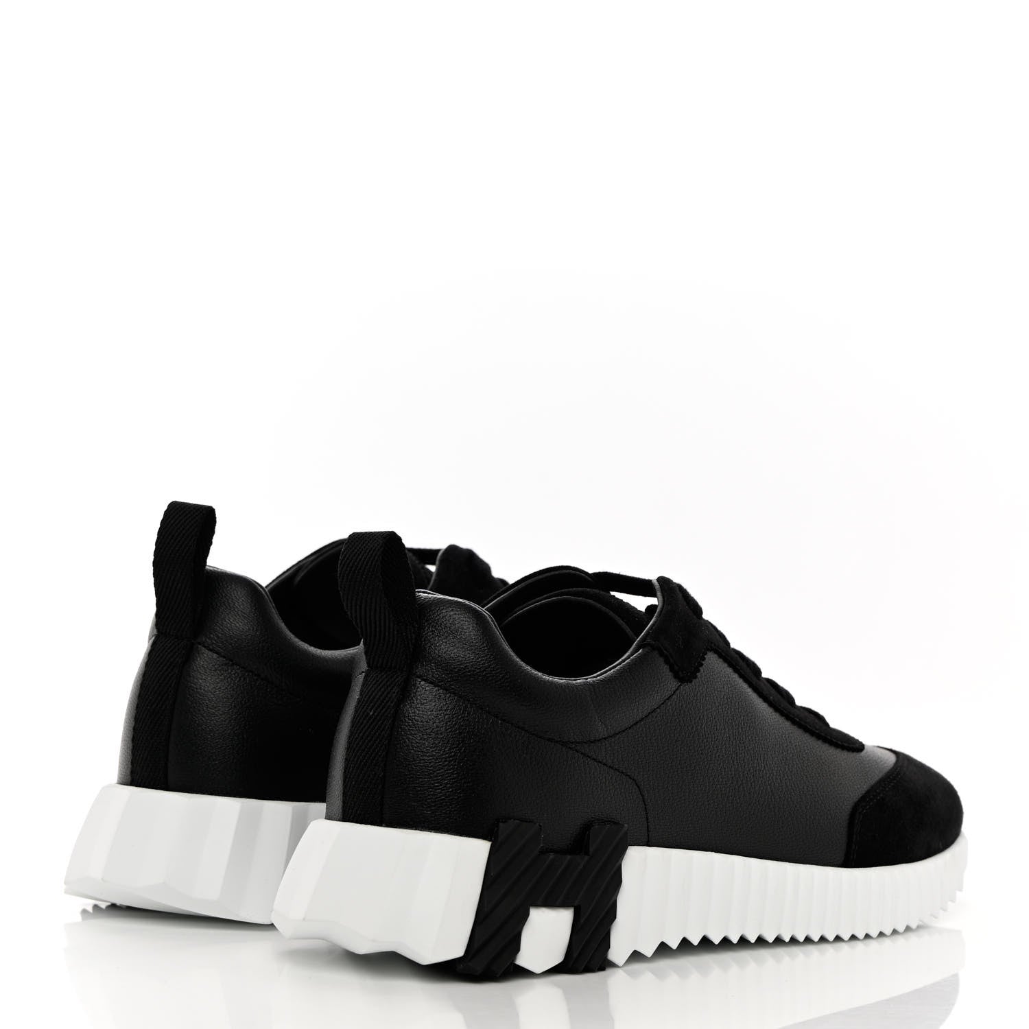 Hermes Goatskin Suede Goatskin Bouncing Sneakers 38 Black White 4 of 8