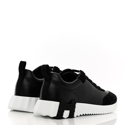 Hermes Goatskin Suede Goatskin Bouncing Sneakers 38 Black White 4 of 8