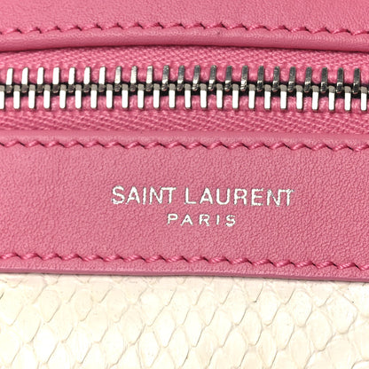 Saint Laurent Snakeskin Striped City Backpack Pink White 11 of 12
