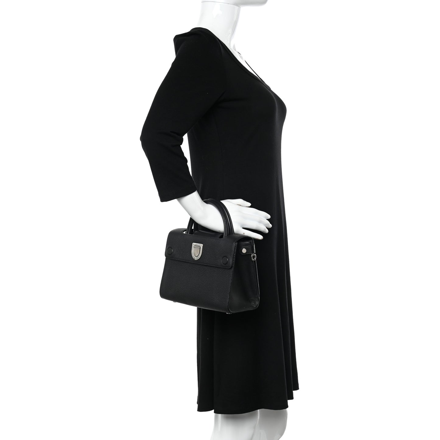 Grained Calfskin Diorever Flap Black