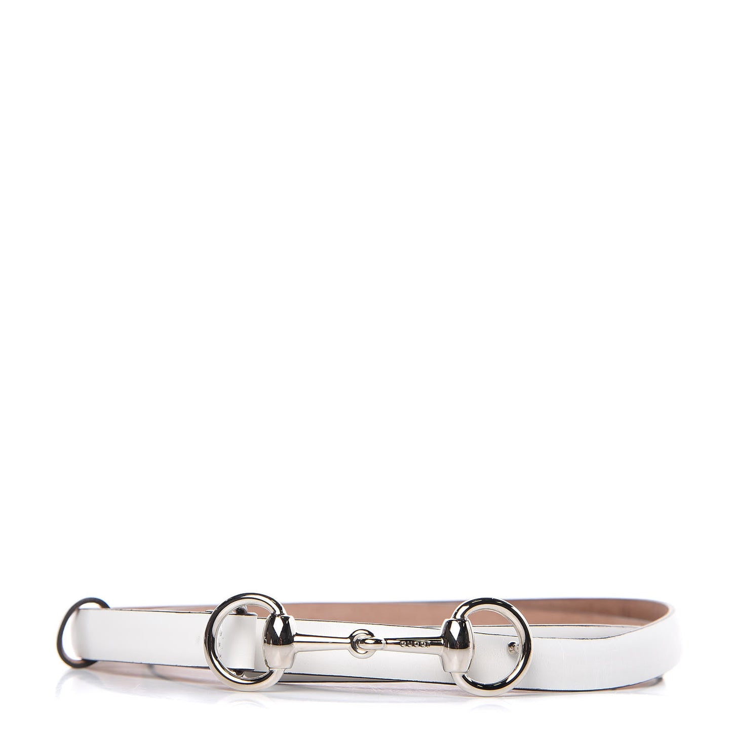 Calfskin Horsebit Skinny Belt 90 36 White