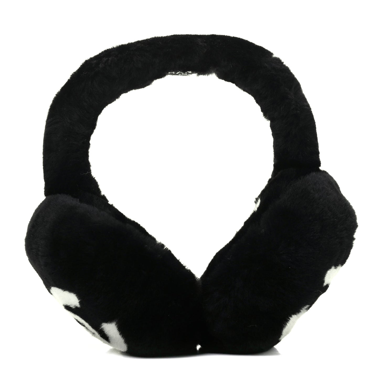 Shearling CC Ear Muffs Black White