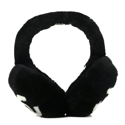 Chanel Shearling CC Ear Muffs Black White 1 of 5