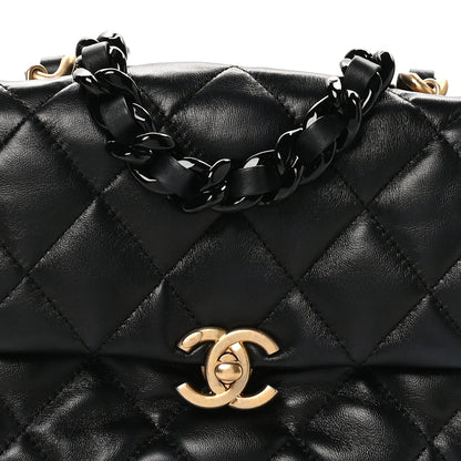 Chanel Lambskin Quilted Mini Lacquered Chain Flap Black 8 of 11