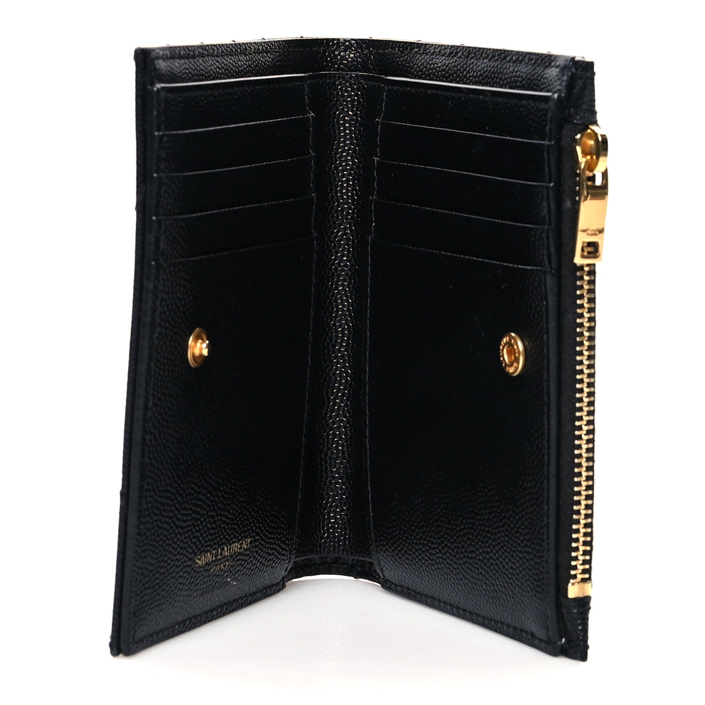Grain De Poudre Matelasse Chevron Monogram Zipped Two-Part Wallet Black
