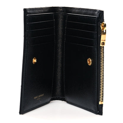 Saint Laurent Grain De Poudre Matelasse Chevron Monogram Zipped Two-Part Wallet Black 5 of 8