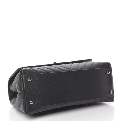 Chanel Caviar Chevron Quilted Small Coco Handle Flap Black 4 of 11