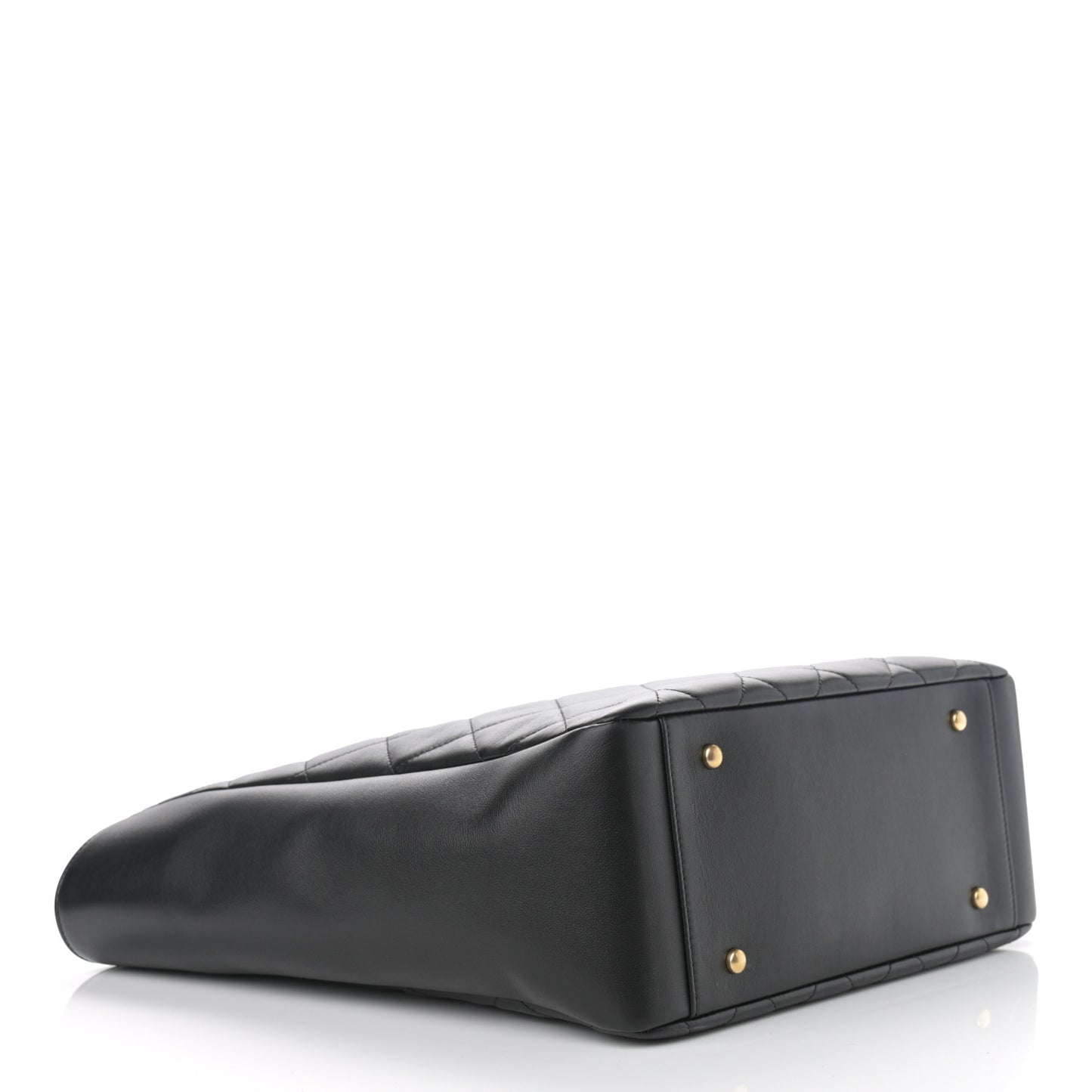 Calfskin Stitched Large Shopping Bag Black