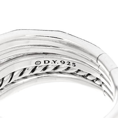 David Yurman Sterling Silver Diamond Hampton Blue Topaz 15mm Stax Five-Row Ring 62 10 4 of 5