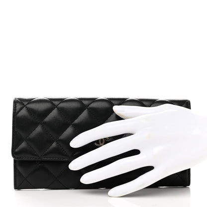 Chanel Lambskin Quilted Large Gusset Flap Wallet Black 2 of 8