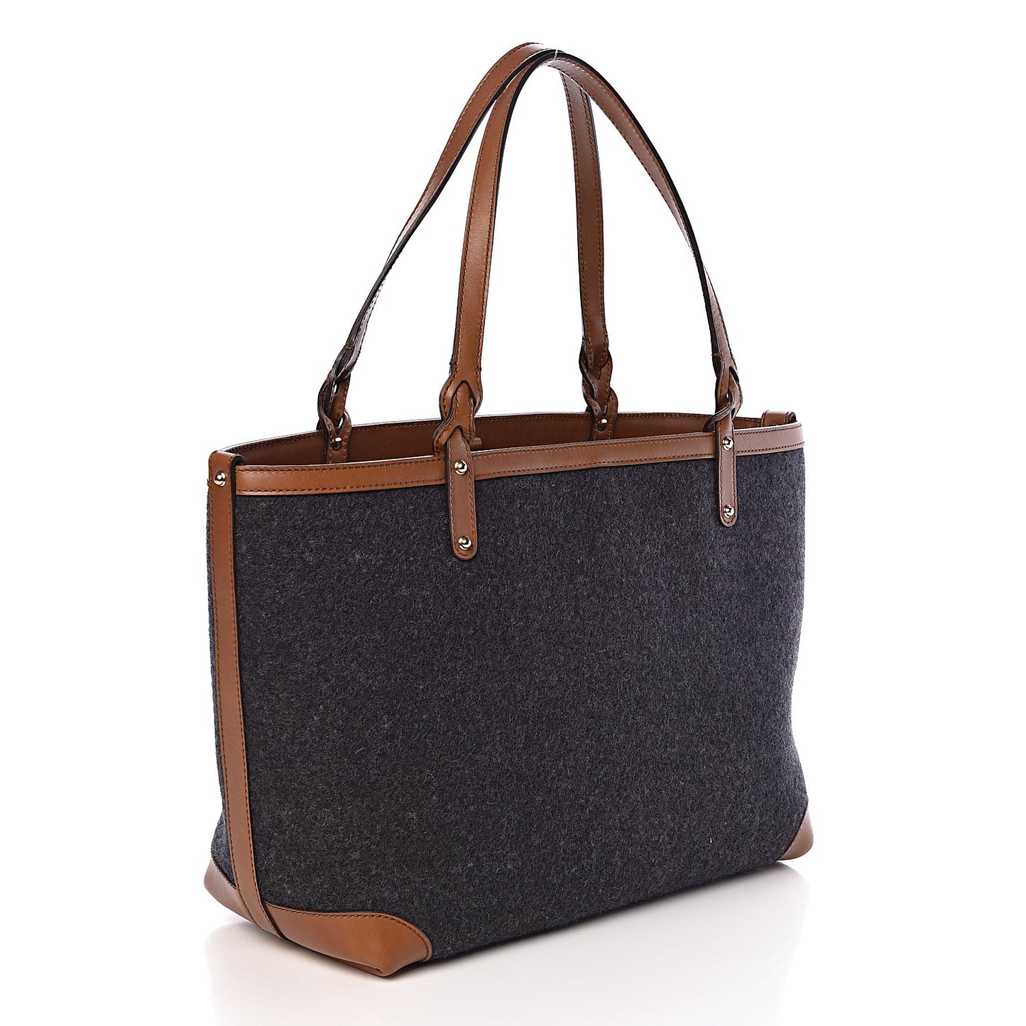 Wool Calfskin Medium Craft Tote Black Brown