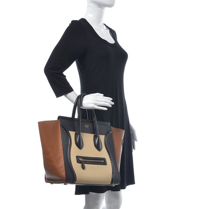 Celine Satin Calfskin Mini Tri-Color Luggage Seashell 2 of 9