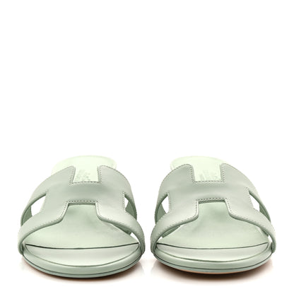 Hermes Calfskin Oasis Sandals 37 Vert D'eau 2 of 10