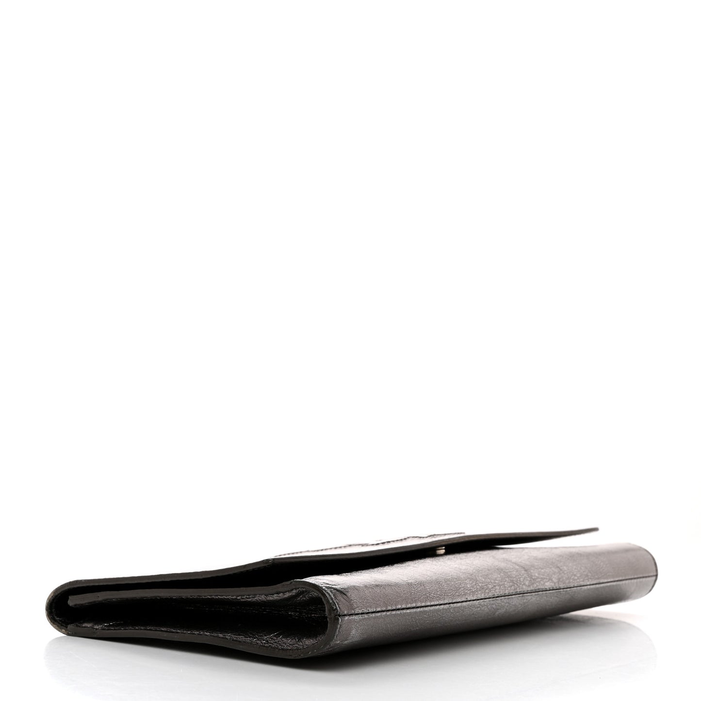 Metallic Calfskin Large Belle De Jour Clutch Dark Silver