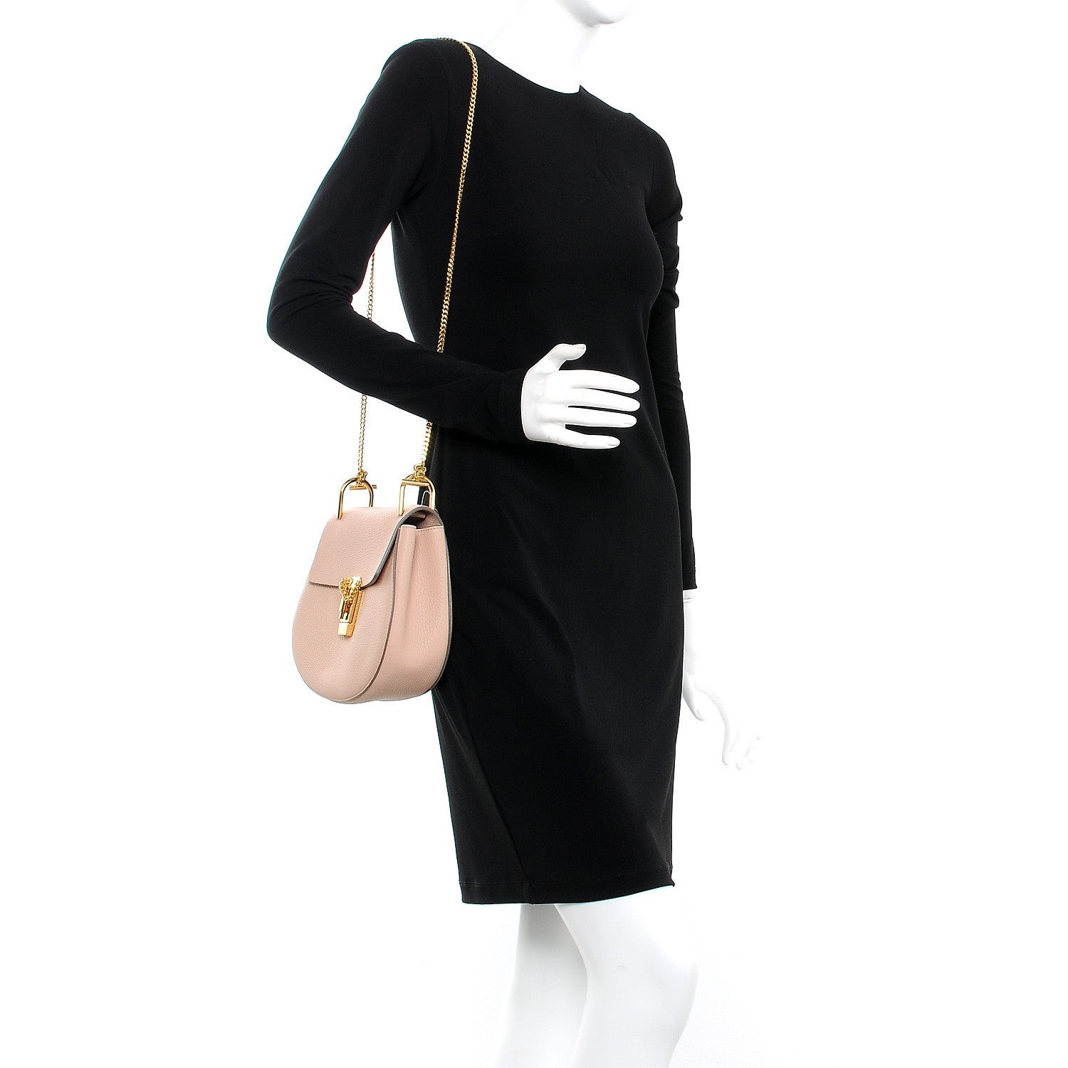 Chloe Grained Lambskin Drew Shoulder Bag Cement Pink 2 of 7