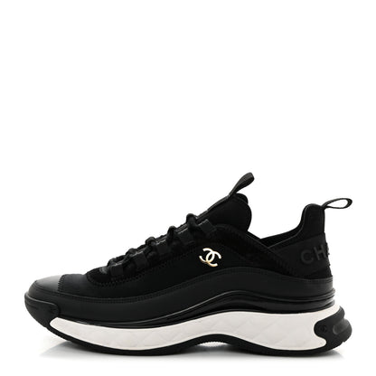 Chanel Velvet Calfskin Mixed Fibers CC Sneakers 40 Black 1 of 8