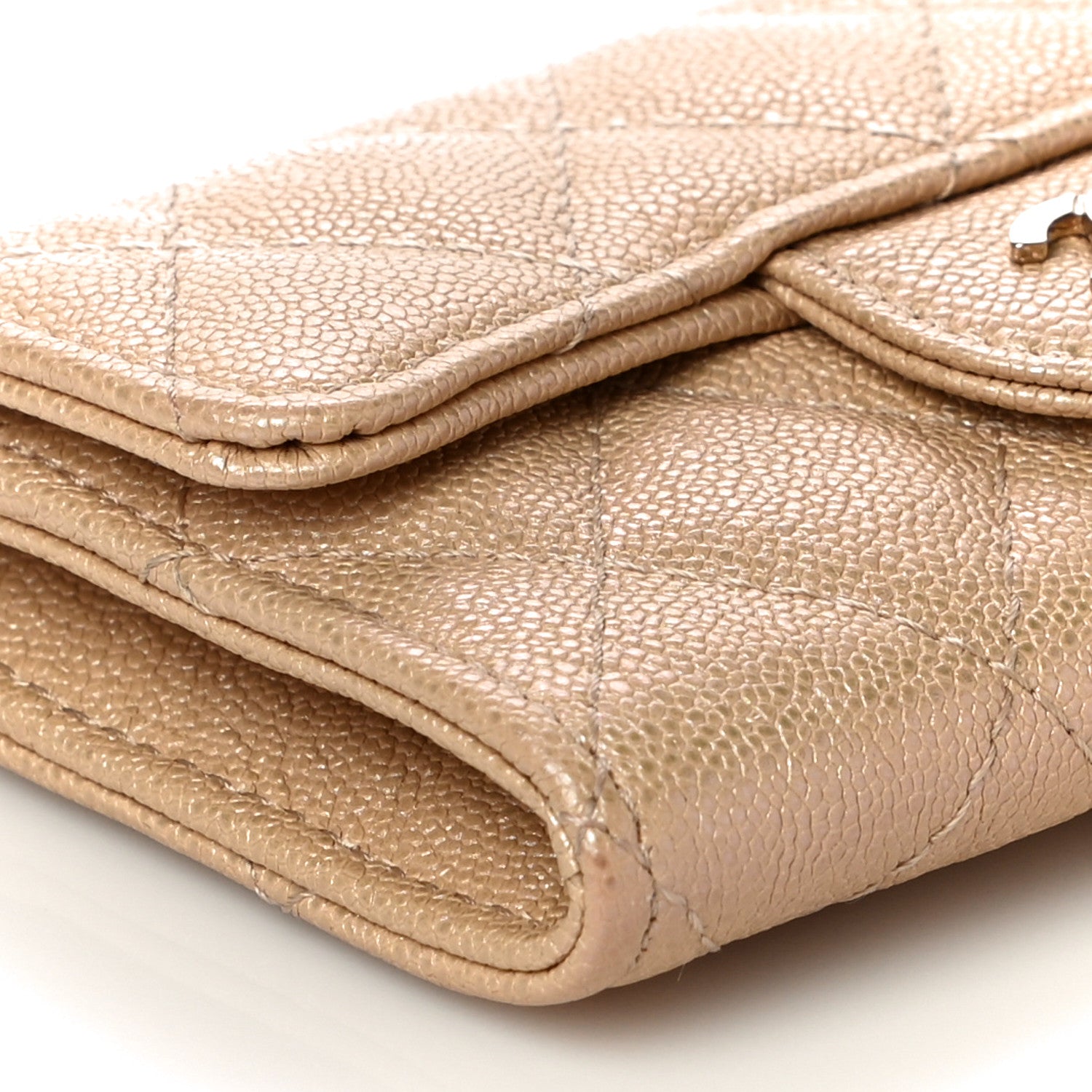 Chanel Iridescent Caviar Quilted Flap Card Holder Beige 10 of 12