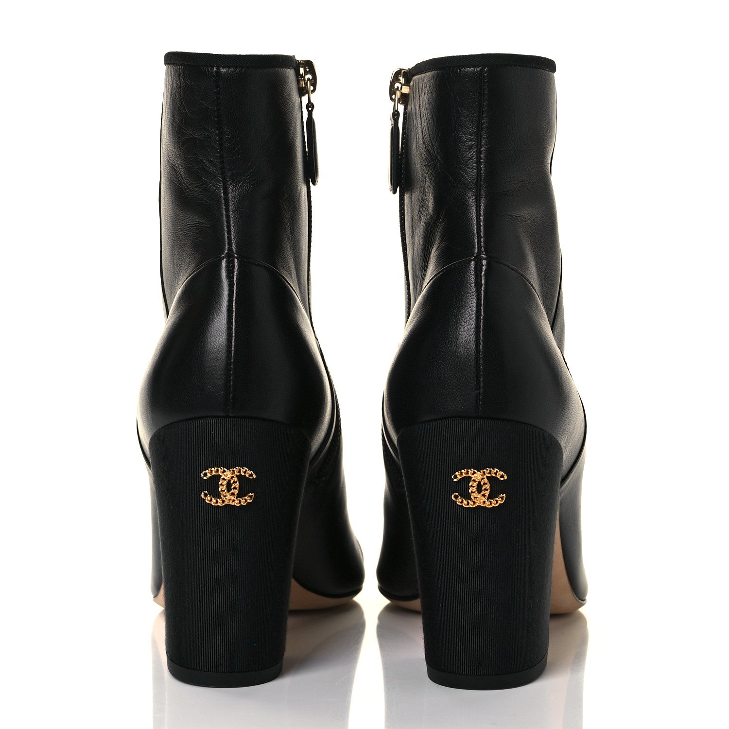 Chanel Lambskin Grosgrain CC Cap Toe Short Boots 38.5 Black 5 of 12