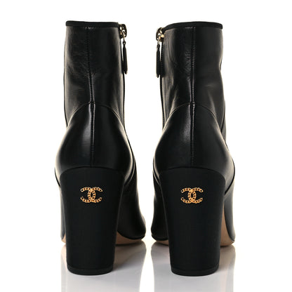 Chanel Lambskin Grosgrain CC Cap Toe Short Boots 38.5 Black 5 of 12