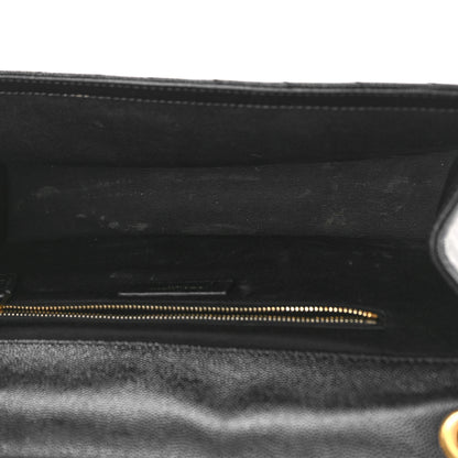 Saint Laurent Grain De Poudre Matelasse Chevron Large Monogram Satchel Black 5 of 13