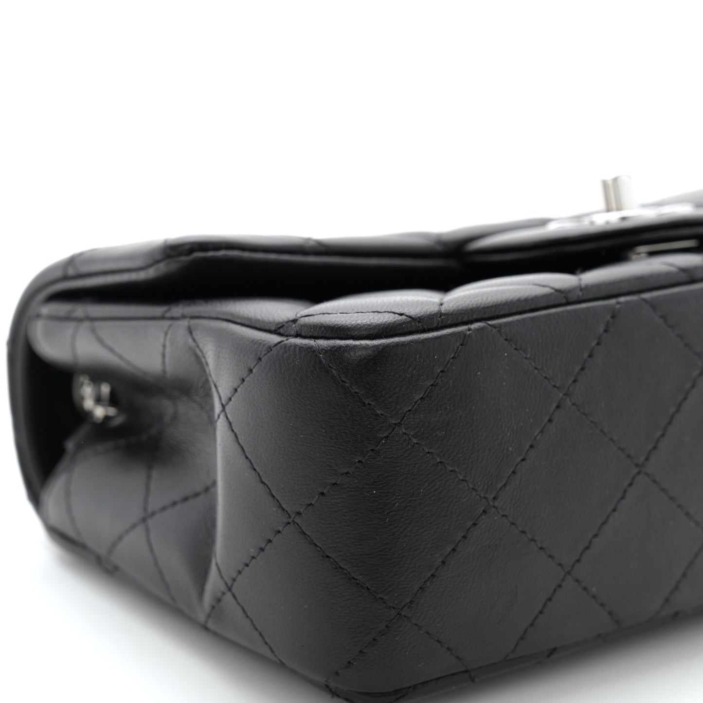 Lambskin Quilted Mini Rectangular Flap Black