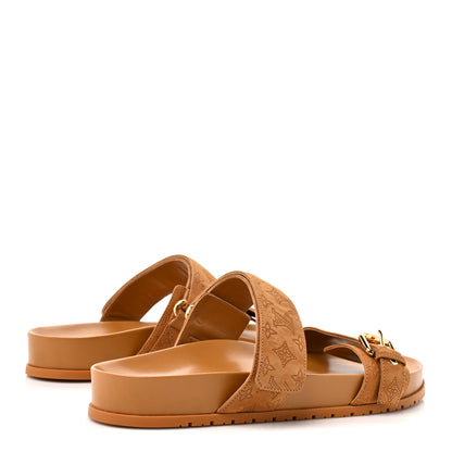 Louis Vuitton Suede Bom Dia Comfort Mule Sandals 40 Camel 5 of 9