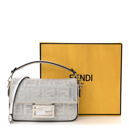 Fendi Crystal Vitello Laminato FF Mini Baguette Crystal Argento 13 of 13