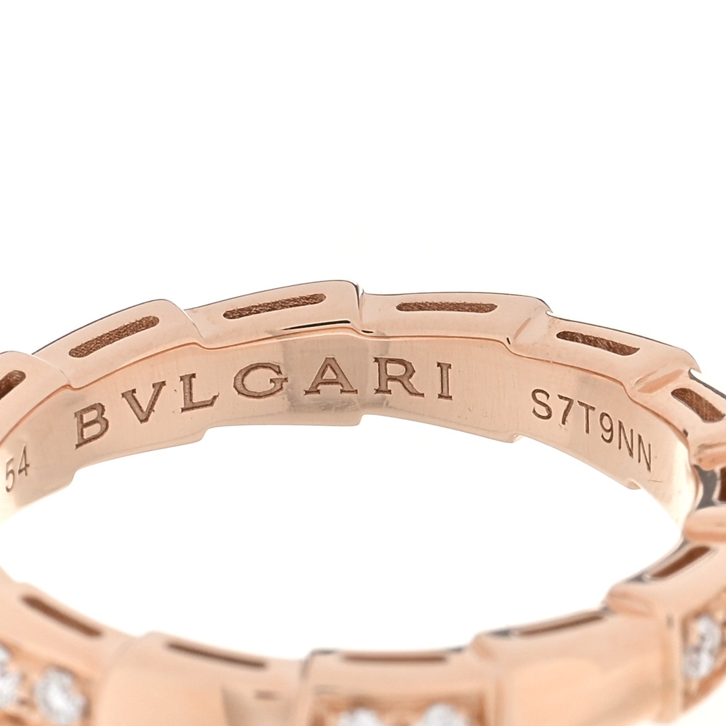18K Rose Gold Diamond Serpenti Viper Ring 54 7