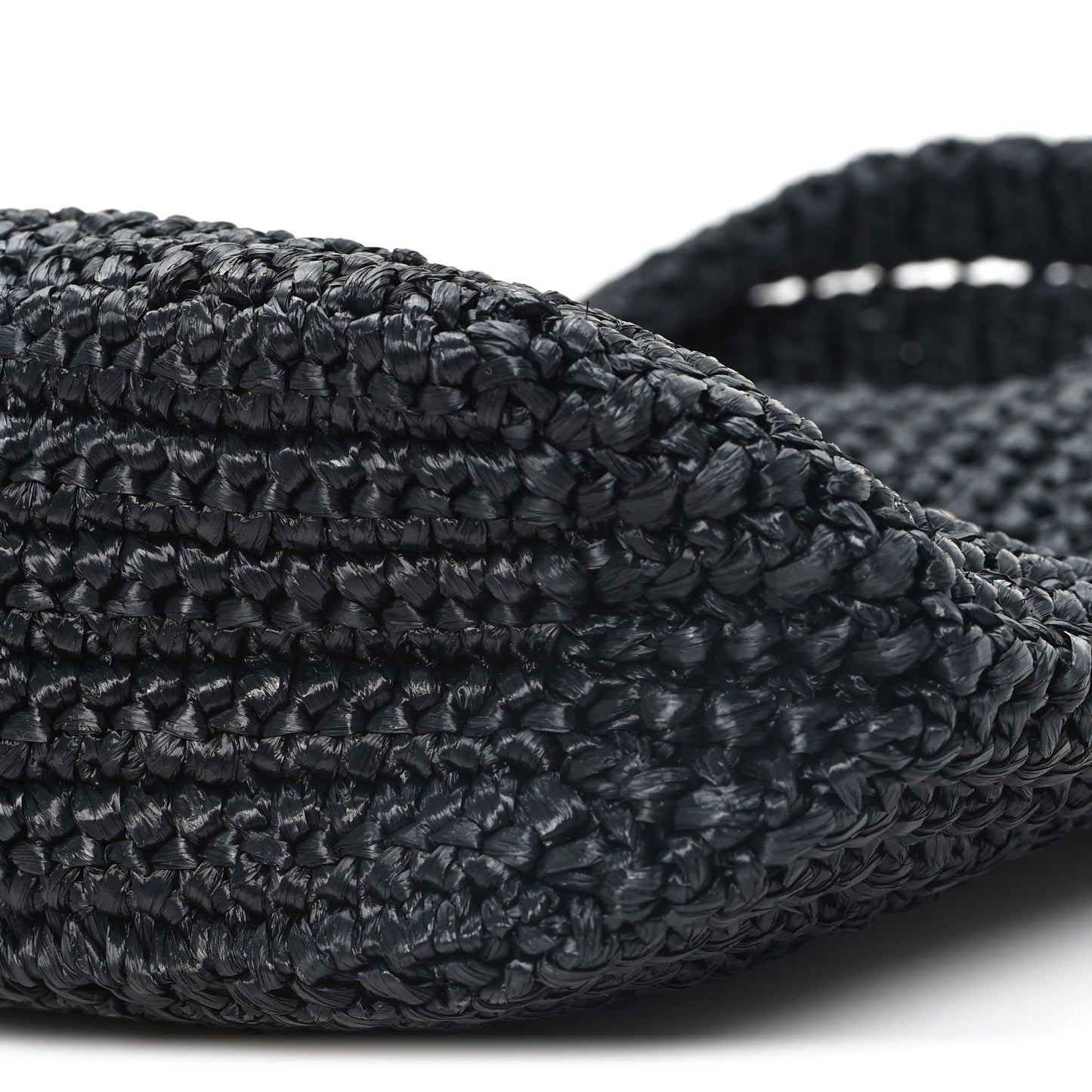 Yarn Raffia Effect Crochet Small Logo Tote Black