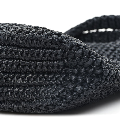 Prada Yarn Raffia Effect Crochet Small Logo Tote Black 9 of 9
