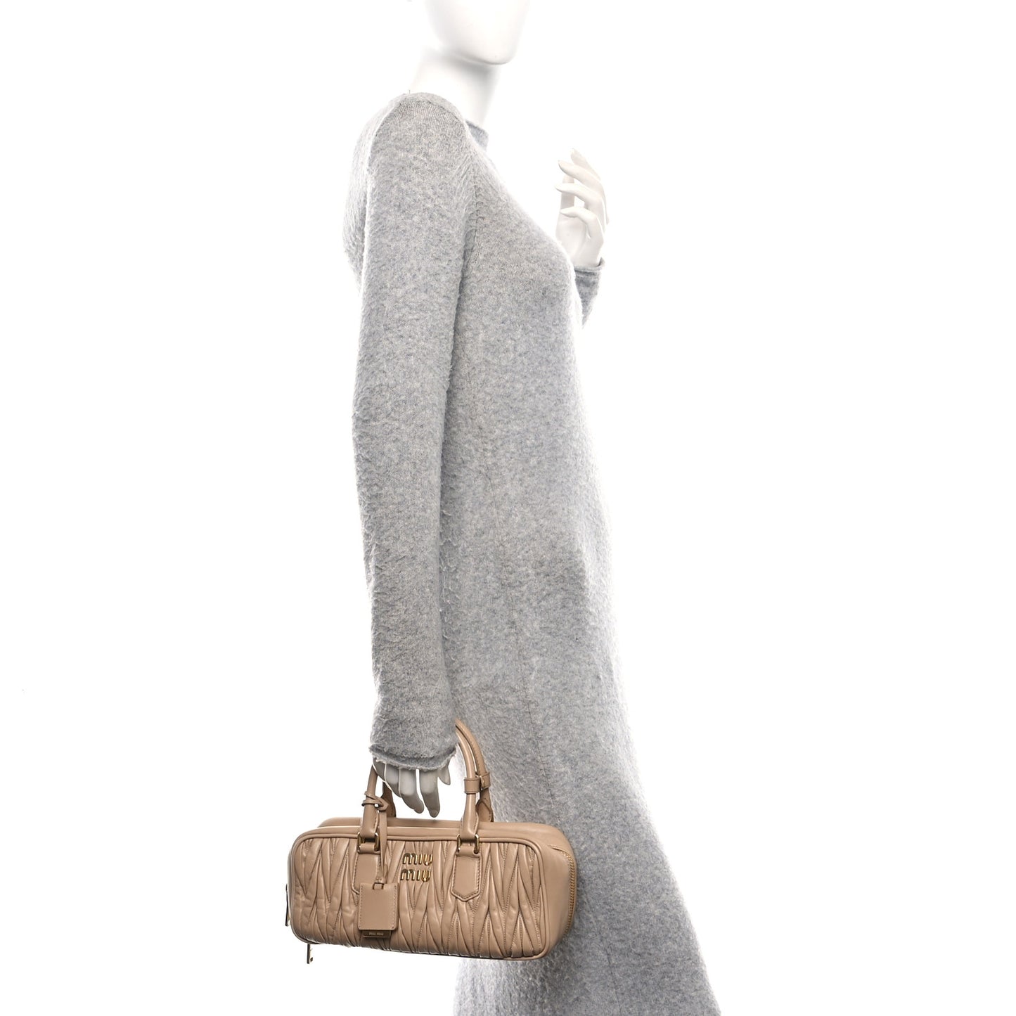 Nappa Matelasse Large Arcadie Top Handle Bag Sabbia