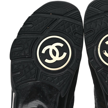 Chanel Fabric Calfskin Suede CC Sneakers 38.5 Black 6 of 8