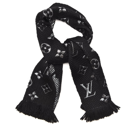 Louis Vuitton Wool Silk Logomania Shine Scarf Black 1 of 4