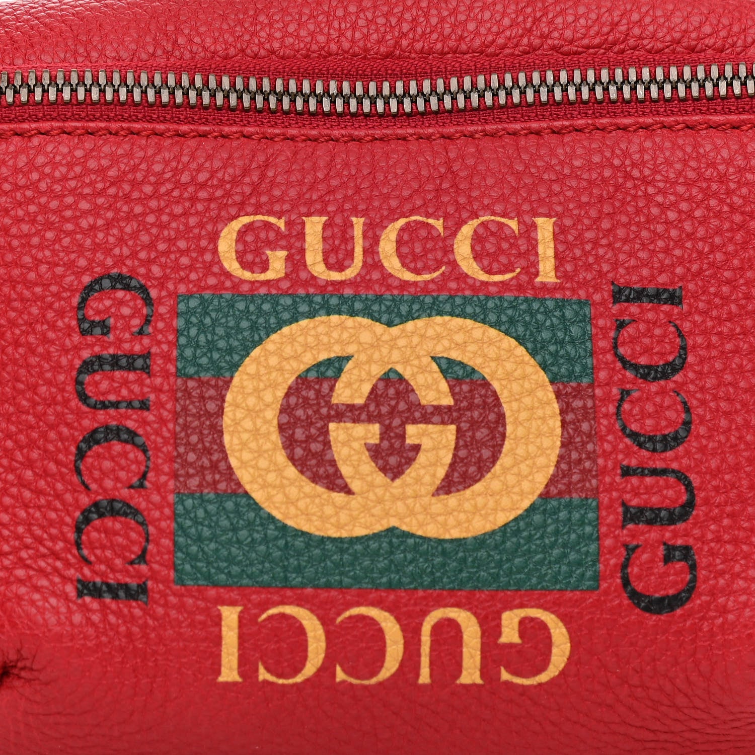 Gucci Grained Calfskin Small Logo Belt Bag Hibiscus Red 8 of 10