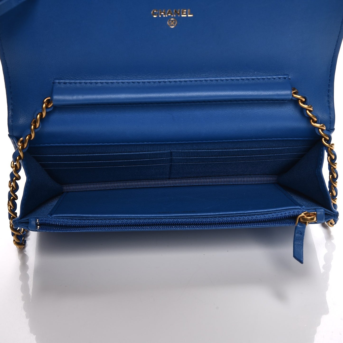 Lambskin Quilted Boy Wallet On Chain WOC Blue