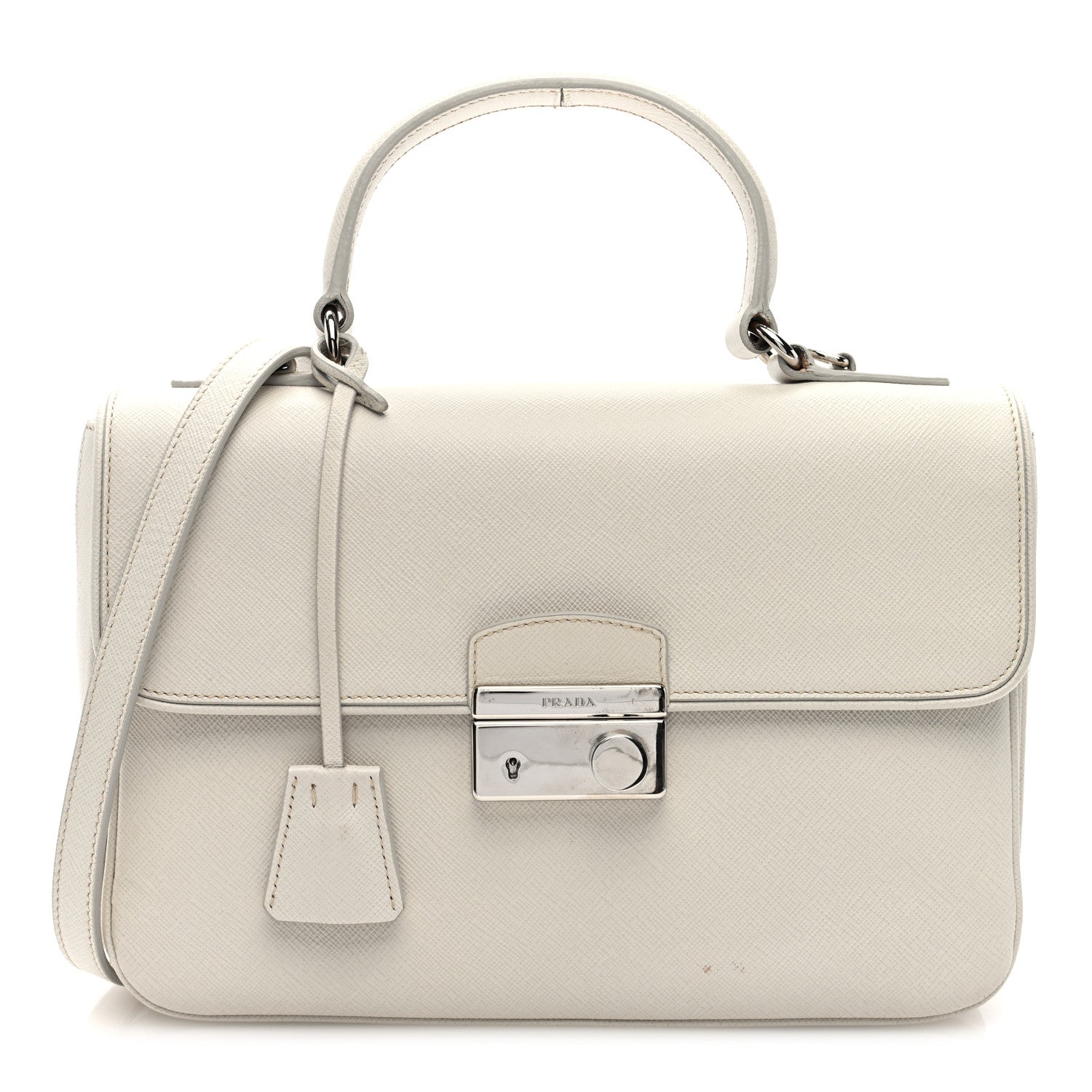 Prada Saffiano Lux Sound Top Handle Pomice 1 of 10