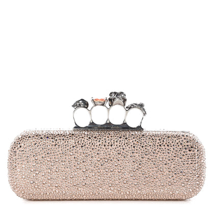 Alexander McQueen Swarovski Crystal Skull Knuckle Box Clutch Nude 1 of 6