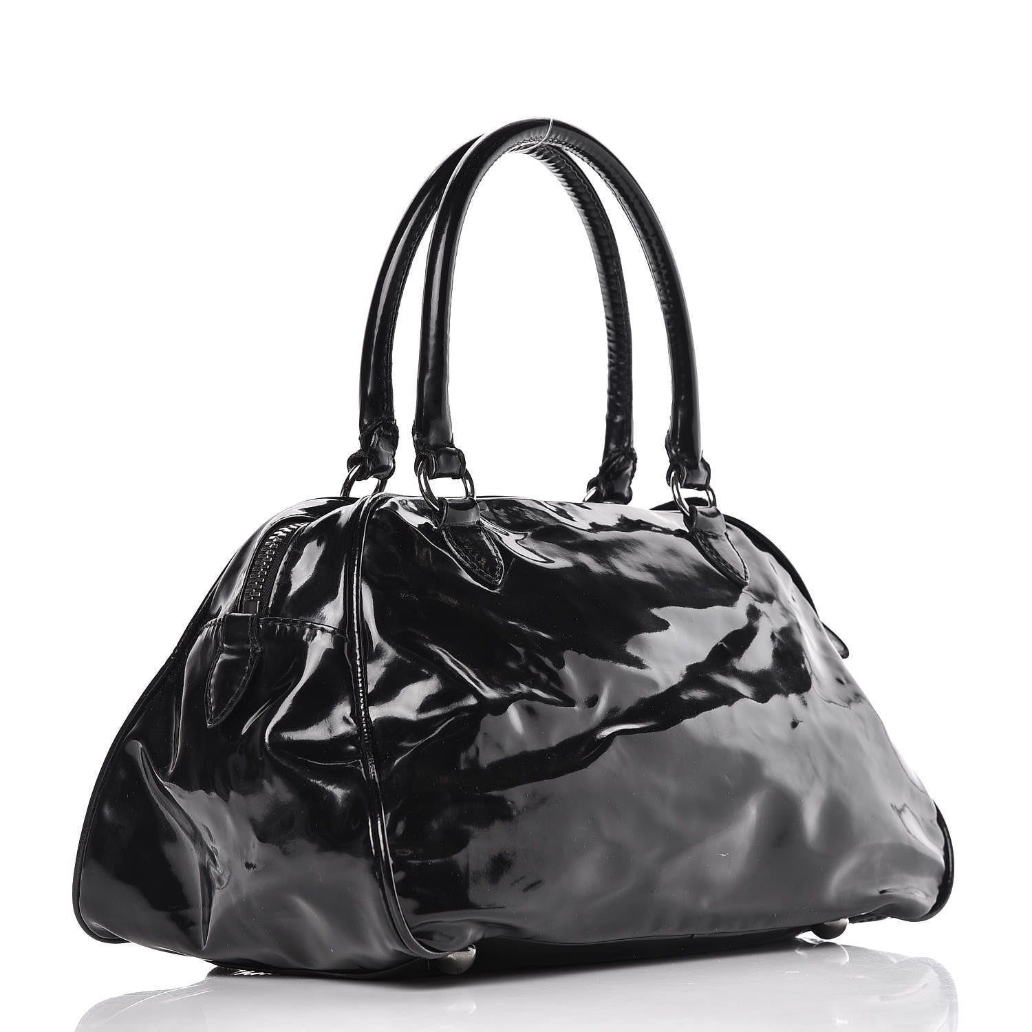 Valentino Garavani Patent Lacca Bow Bowler Tote Black 3 of 11