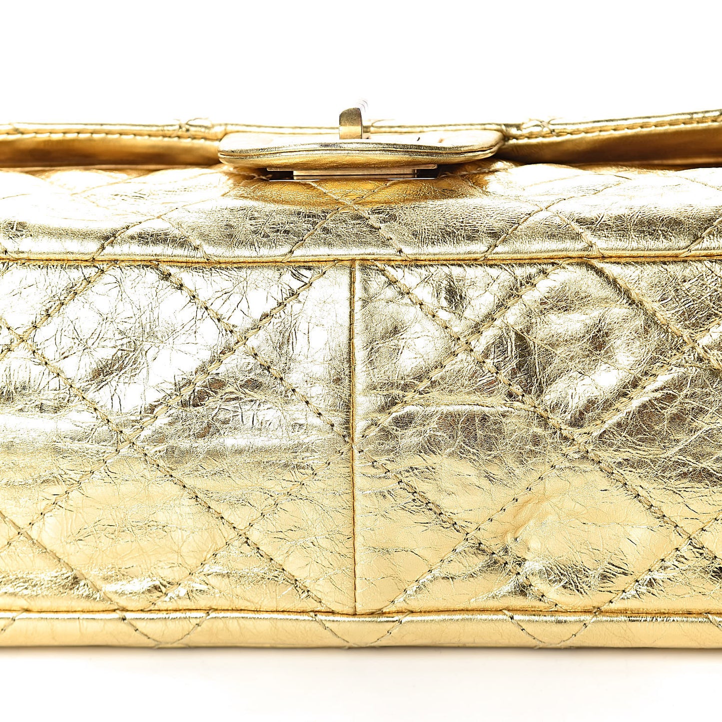 Metallic Aged Calfskin Quilted 2.55 Reissue 228 Flap Gold